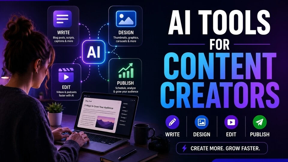 AI tools for content creators to write design and publish faster in 2026