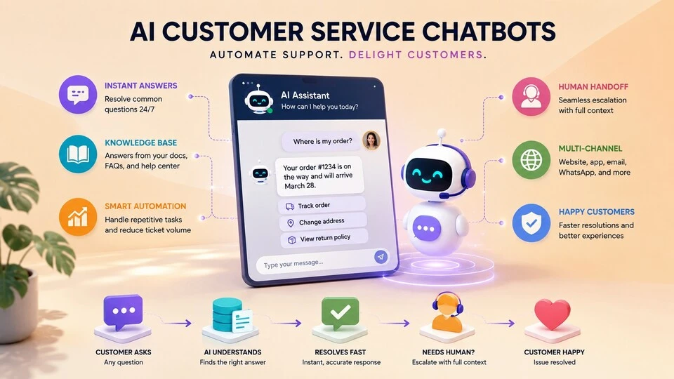 AI customer service chatbots to automate support and resolve tickets faster in 2026