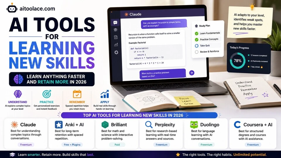 AI tools for learning new skills to study faster and understand complex topics in 2026