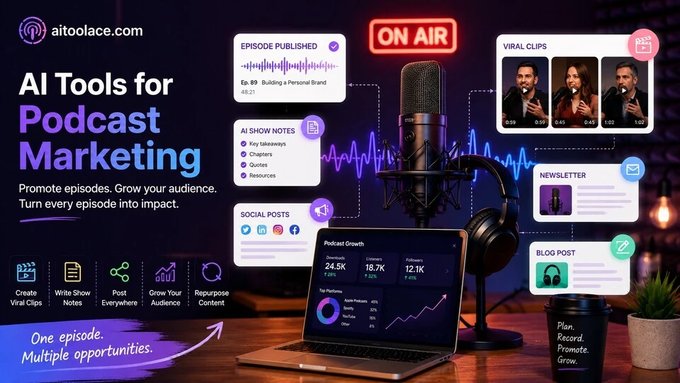 AI tools for podcast marketing to promote episodes and grow your podcast audience in 2026