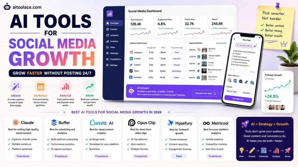 AI tools for social media growth to create content and grow audience faster in 2026